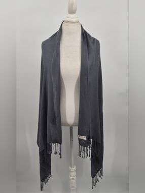 Pashmina Shawl Womens One Size Dark Gray 100% Cashmere Scarf Wrap Fringe Soft